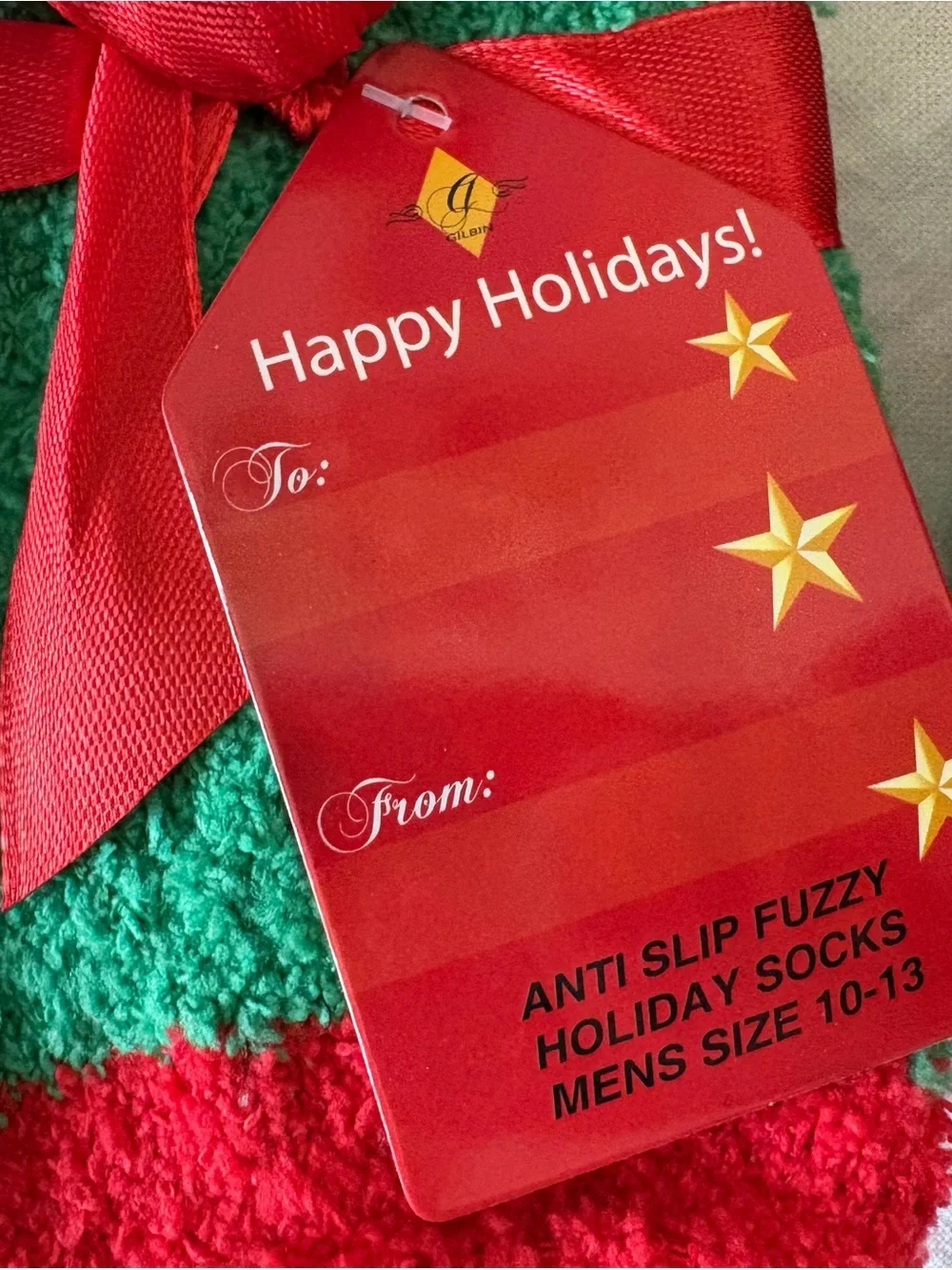 Cozy Holiday Fuzzy Socks - Red & Green - 2 pairs